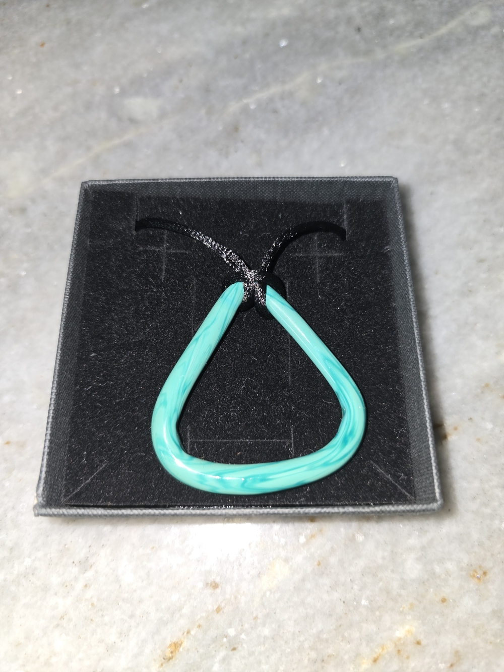 Turquoise Teardrop Resin Pendant Necklace - Women Jewelry By MURANO New With BOX
